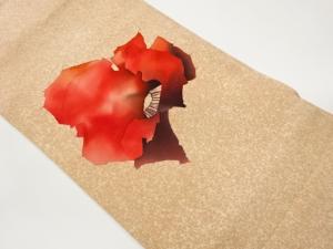 縮緬地抽象花模様名古屋帯